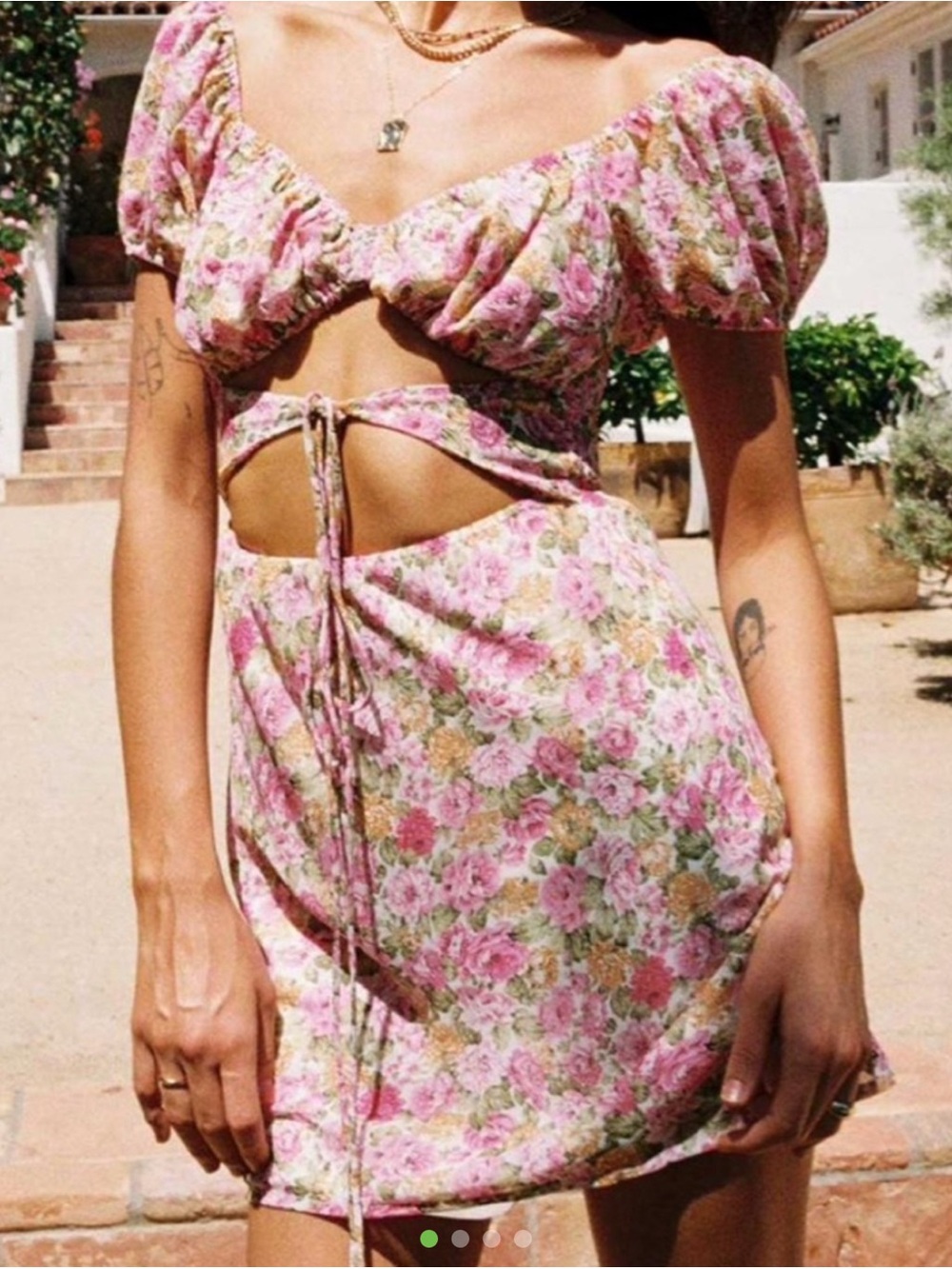 Princess Polly Pink Floral Cutout Mini Dress